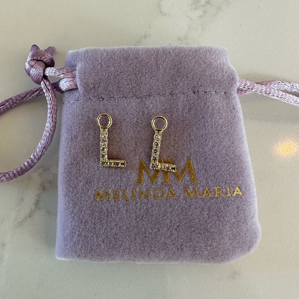 Melinda Maria Earring Letter “L” Charms In Gold Brand New